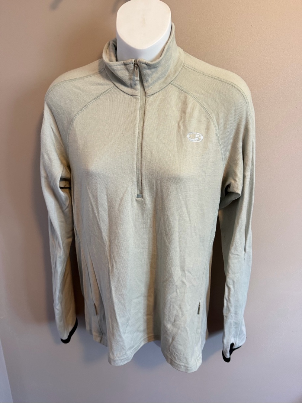 Icebreaker Sport 320 Pure Merino Wool Half Zip Pullover Sage Green WXL